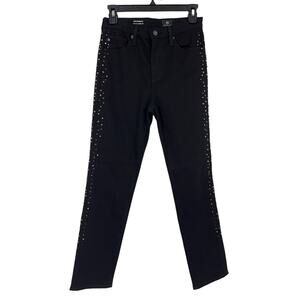 AG Adriano Goldschmied Jeans Isabelle Straight cropped studded trim black 25